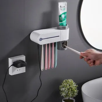 

Antibacteria UV Toothbrush Holder Sanitizer Ultraviolet Disinfection Automatic Toothpaste Toothbrush Storage Rack Sterilizer