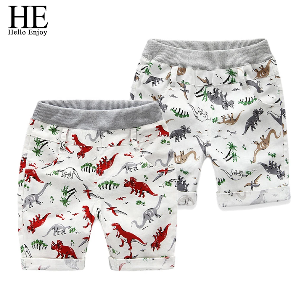 

HE Hello Enjoy Kids Summer Shorts Cotton Animal Print Dinosaur Bottom Pants Toddler Boys Shorts Children Beach Swim 2-6Year