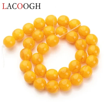 

1 String Natural Yellow 6mm Round Stone Beads Connector Loose Spacer Beads for DIY Jewelry Bracelets Findings Accessories