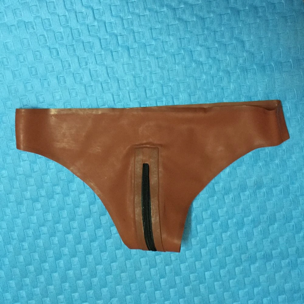 

Men's Latex Thongs With Through Crotch Zip Latex Rubber Underwear Latex T-back