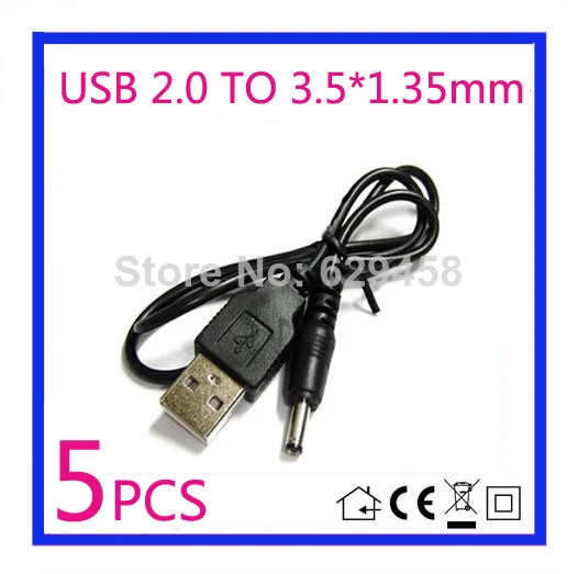 

5PCS DC 5V USB 2.0 A to 3.5*1.35mm 3.5x1.35mm Barrel Connector Jack Power Cable Free shipping
