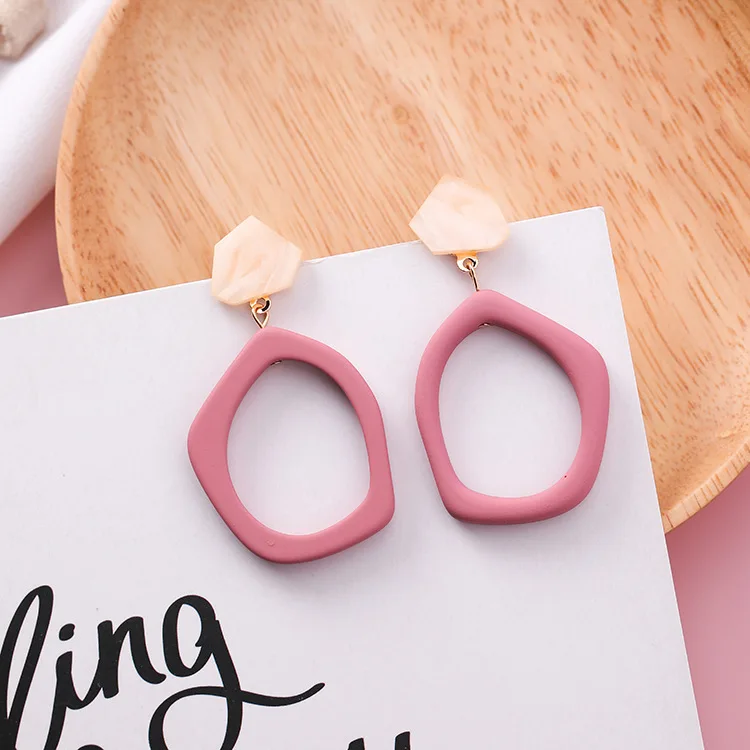 

2018 Hot New Arrival Geometric Irregular Acrylic Hollow Earrings Temperament Brincos For Women Pendientes Mujer Moda Oorbellen