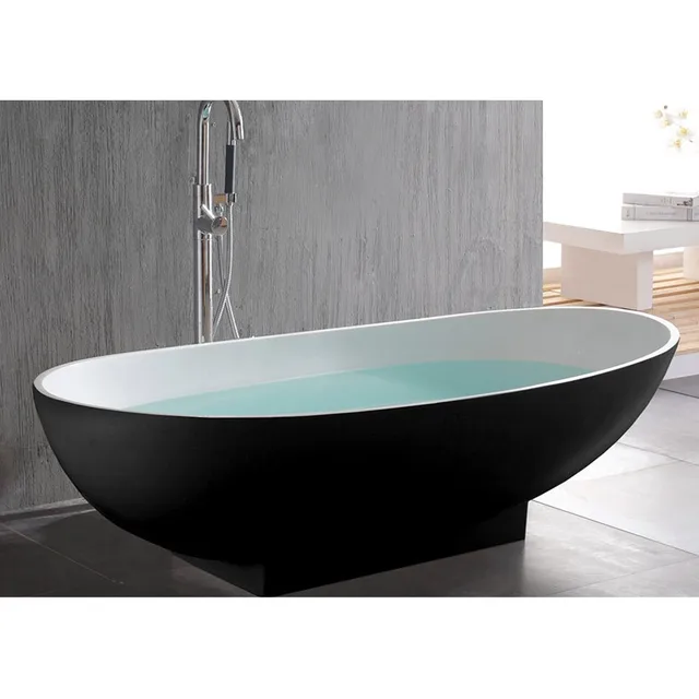 1800 X 820 540 Mm Pazzo Stone Solid Surface Freestanding Bathtub 1800 X 820 540 Mm Pazzo Stone Solid Surface Freestanding Bathtub External Black Inside White