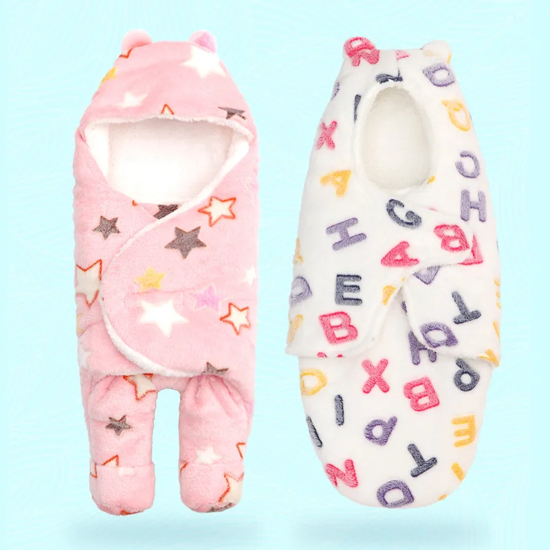 

0-6month whiter Baby blanket wrap double layer fleece baby swaddle bebe envelope sleeping bag for newborns baby bedding blanket