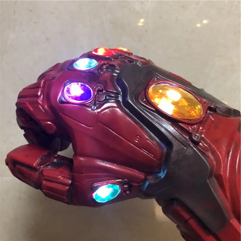 1:1 Endgame Железный человек Тони Старк светодиодный светильник Thanos Gauntlet камень косплей перчатки Гибкие пальцы латекс