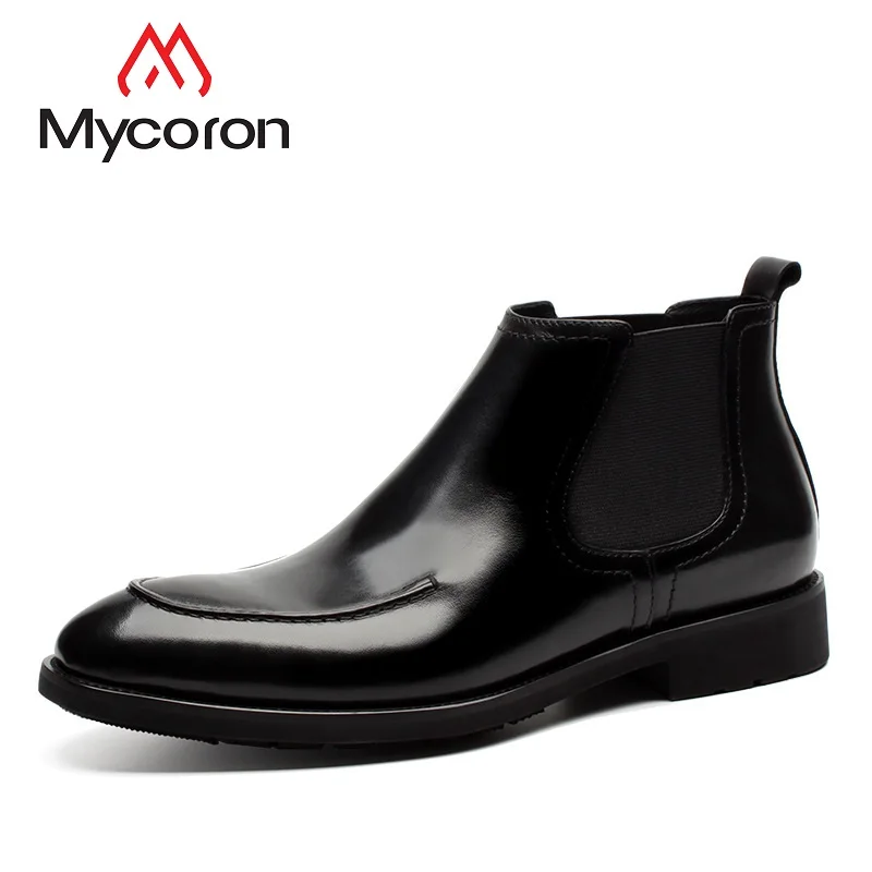 

MYCORON Formal Boots Crocodile Leather Pointed Toe Men Boots Slip On Comfortable Chelsea Boots Male Footwear Bota Masculina