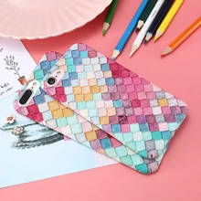Colorful Grid Hard Phone Case For iPhone 7 7 Plus 6 6S Plus Fashion Mermaid 3D