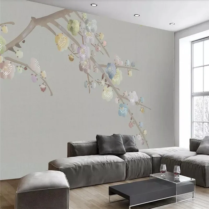 

Simple plum classical TV background wall professional production mural factory wholesale wallpaper mural poster photo wall
