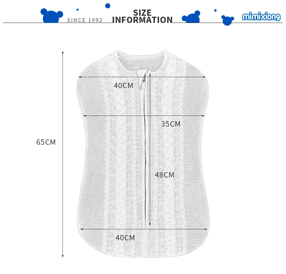Детские спальные мешки, зимние спальные мешки для коляски, Осенние однотонные вязаные конверты для младенцев, конверты для малышей, обертка для пеленания, 65*40
