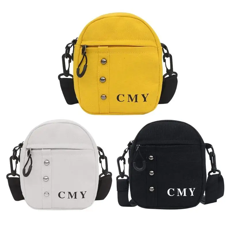 

Letter Rivet Decor Shoulder Handbags Women Men Canvas Small Crossbody Bags