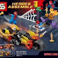 6 шт./лот Человек-паук Ghost Rider командный мотоцикл Hobgoblin Супер Герои Мстители Собрать фигурки строительные блоки детские игрушки