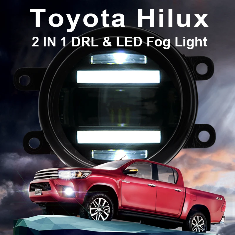 

For Toyota Hilux fog lights+LED DRL+turn signal lights Car Styling LED Daytime Running Lights LED fog lamps 2013-2015