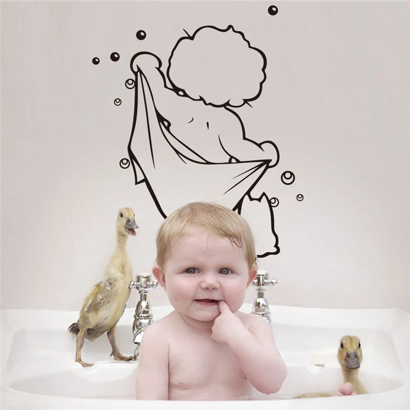 lOVELY baby love shower Bathroom Bubble Wall Stickers Glass Door