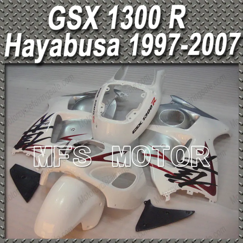 

For Suzuki GSXR 1300 Hayabusa 1997-2007 98 99  Injection ABS Fairing Kit Bodywork GSX 1300R 2001-2006 02 03 04 05 - White/Silver