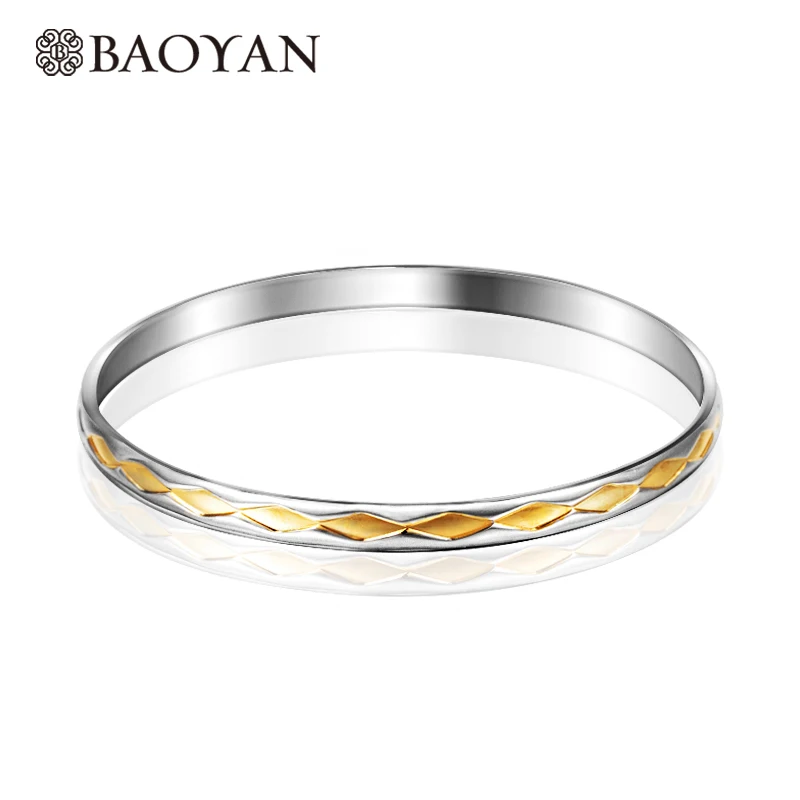 

316L Stainless Steel Fancy Silver and Gold Mixed Color Bangle for Women