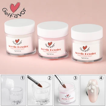 

Gelfavor Crystal Acrylic Powder For Nail Art Design Pink White Clear Color poly builder gel for Nail extend craving