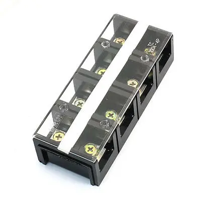 

600V 100A Dual Rows 4 Positions Covered Screw Terminal Barrier Strip Block
