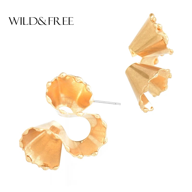 

Wild&Free Women Punk Twisted Leaves Stud Earrings Party Gift High Quality Statement Plant Metal Earrings Accessories Dropship