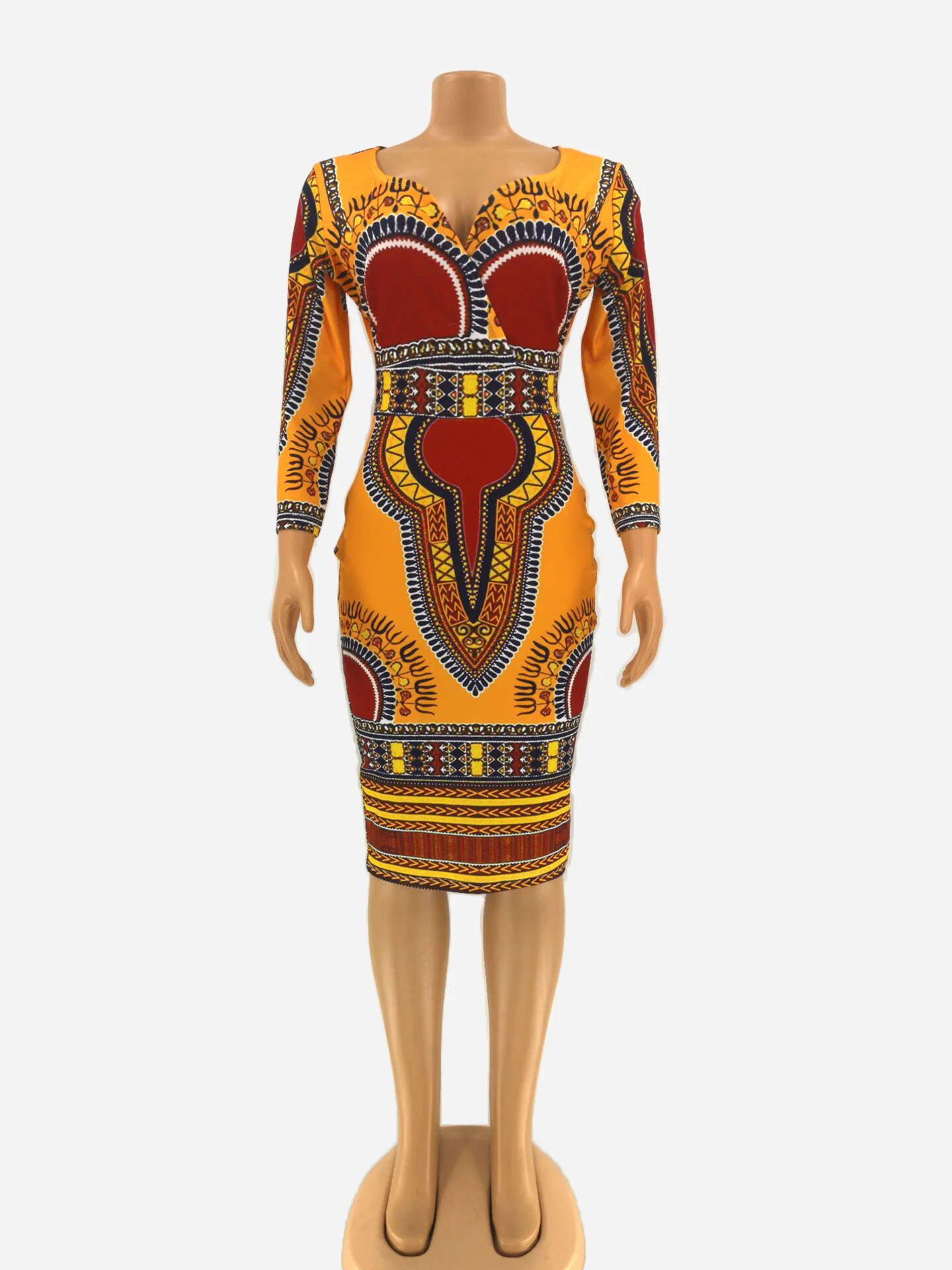 Африканская одежда новая женская мода лето короткий рукав платье повседневное глубокий v-образный вырез традиционный Африканский узор