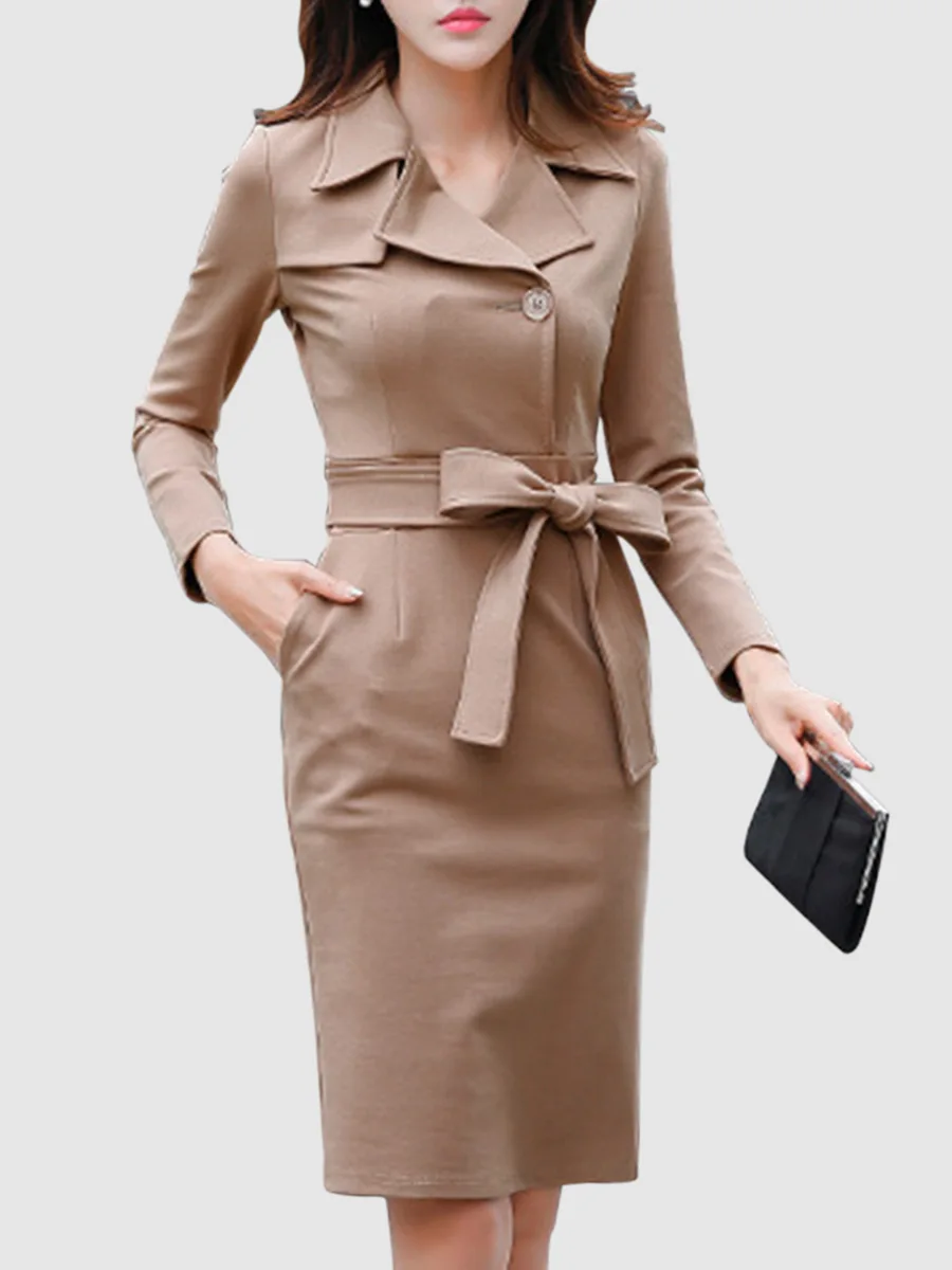 

2019 New Autumn and Winter European and American Professional Commuting British Tight-fitting Dress