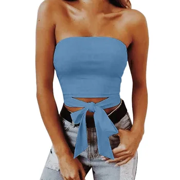 Summer Sexy Female Crop Tops Women Solid Sexy Off Shoulder Strapless Vest Bow Knot Tank Top Crop Blouse Female Camisola Summer Sexy Female Crop Tops Women Solid Sexy Off Shoulder Strapless Vest Bow Knot Tank Top Crop Blouse Female Camisola