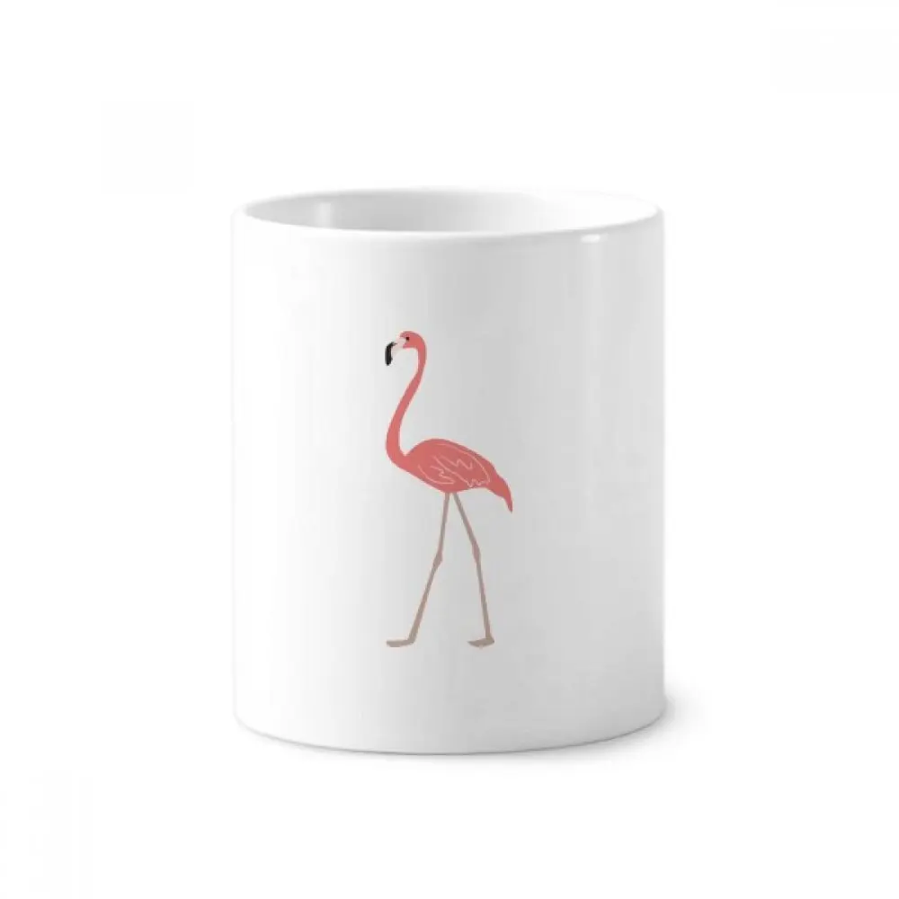 

Walking Flamingo Pattern Toothbrush Pen Holder Mug White Ceramic Cup 12oz
