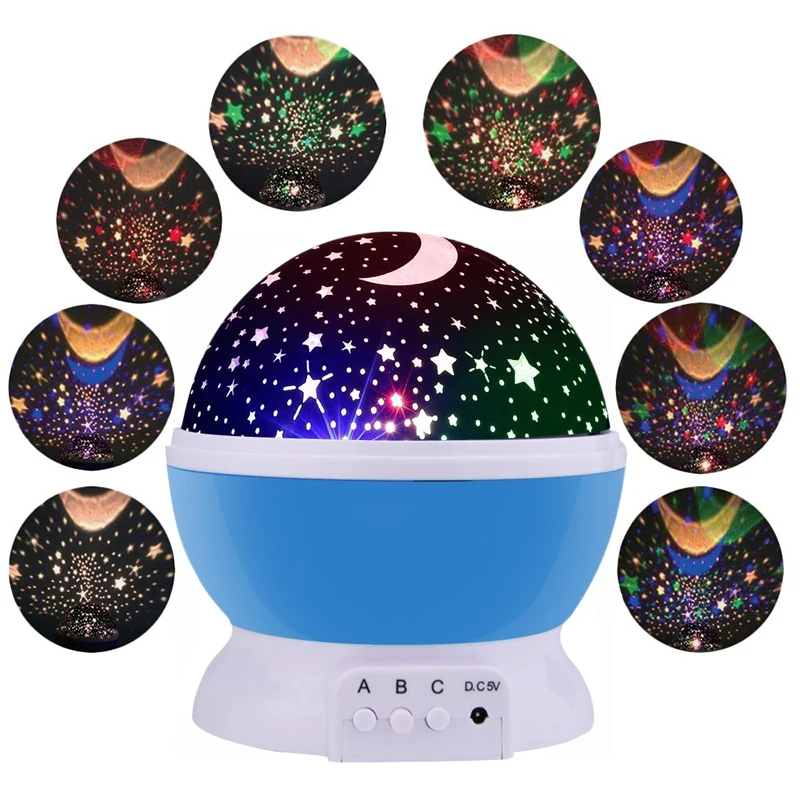 LED الدورية نجمة العارض الجدة الإضاءة القمر السماء دوران الاطفال الطفل الحضانة ليلة ضوء بطارية تعمل الطوارئ مصباح بمنفذ يو إس بي