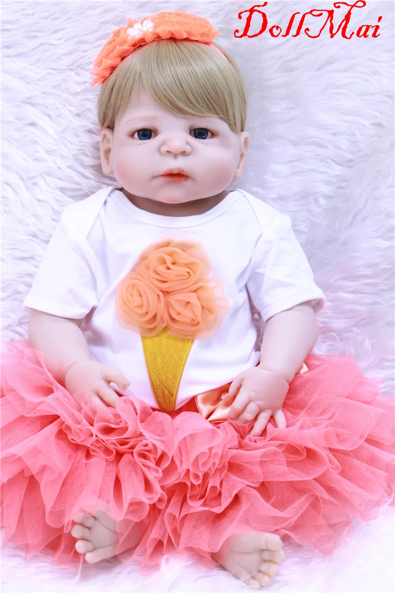 

DollMai Real Reborn babies Dolls Soft Silicone 22nch 55cm Magnetic Lovely Lifelike Cute princess Girl Toy bebe gift rebo