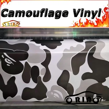 

Jumbo Arctic Black White Camouflage Vinyl Car Wrap Sticker Film Car Styling Truck Motorcycle Bike Wrapping Decal Graphics