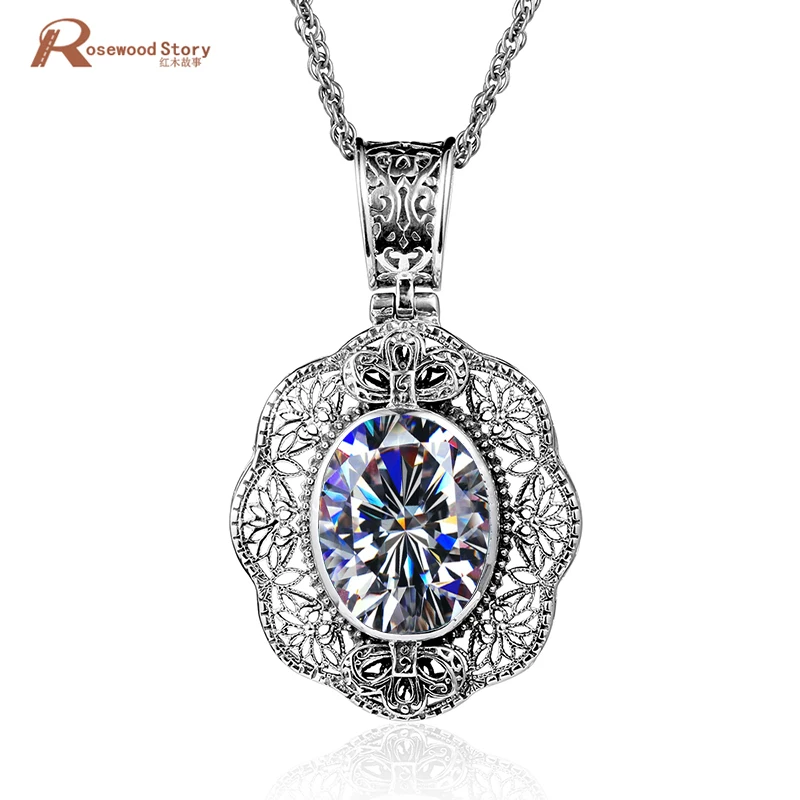 

Real Pure Genuine 925 Sterling Silver Necklace Pendants For Women Cubic Created Zircon Tiffan Jewelry Vintage Fashion Pendant