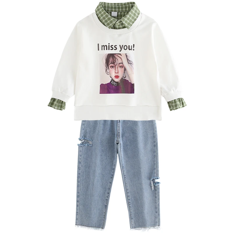 New Spring and Autumn Children's suit Girl's Priting Casual 2-piece for age 4-12Y | Детская одежда и обувь