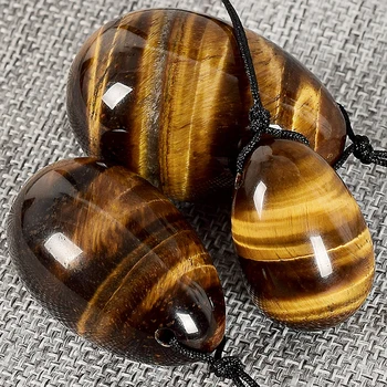 

3 pcs/set Jade Egg Drilled Natural Tiger Eye Yoni Eggs of crystal/mineral stone healing ball for Women Kegel Massage Ben Wa Ball