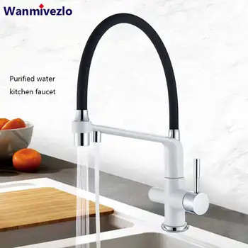 

Chrome Black Purify Kitchen Faucet Cold Hot Water Tap Dual Water Outlet Rotation Kitchen Mixer Tap Purifiers Kitchen Tap