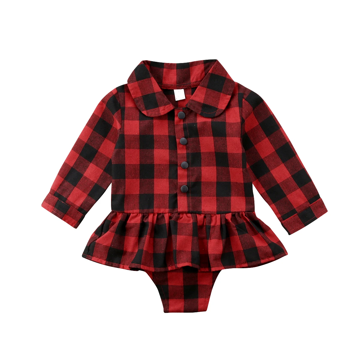 

New 2018 Newborn Baby Girls Plaid Romper Long Sleeve Jumpsuit Skirt Outfits Clothes