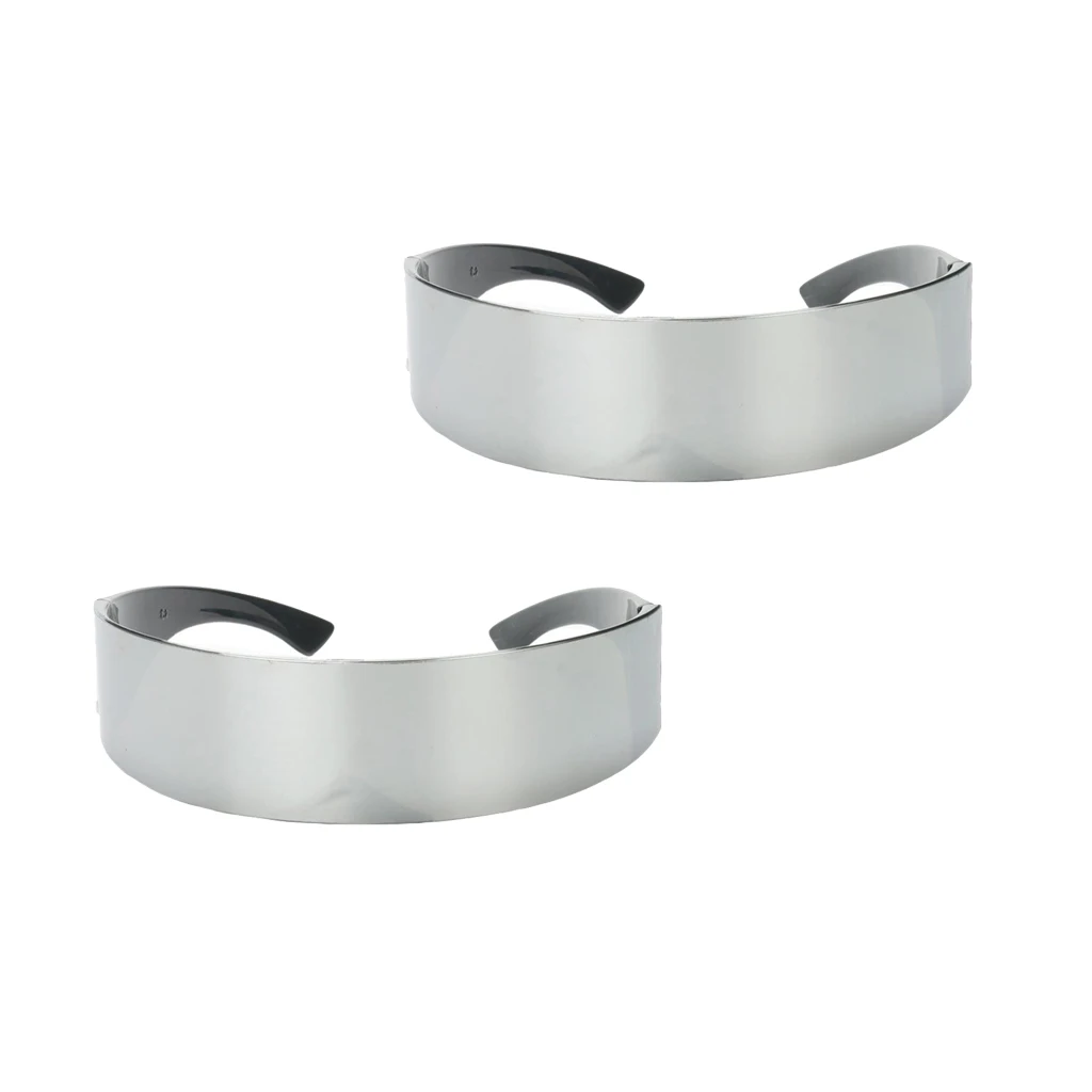 2 Pieces Novelty Metallic Silver Space Robot Party Eye Glasses Future Soldier Sunglasses Unisex Photo Prop Goggles