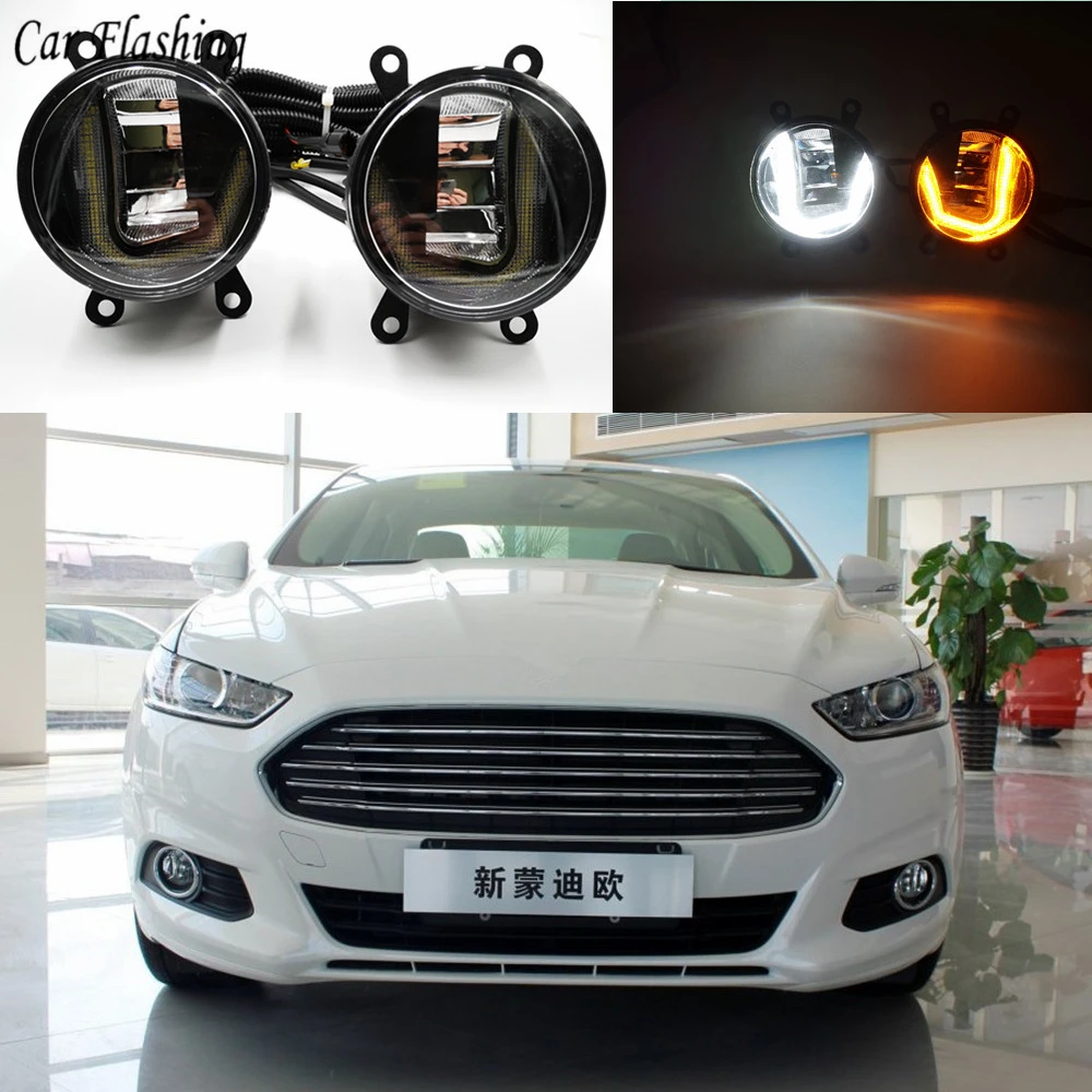 3 в 1 функции авто светодиодный для Ford Fusion Mondeo 2013 -2016 DRL Дневной светильник
