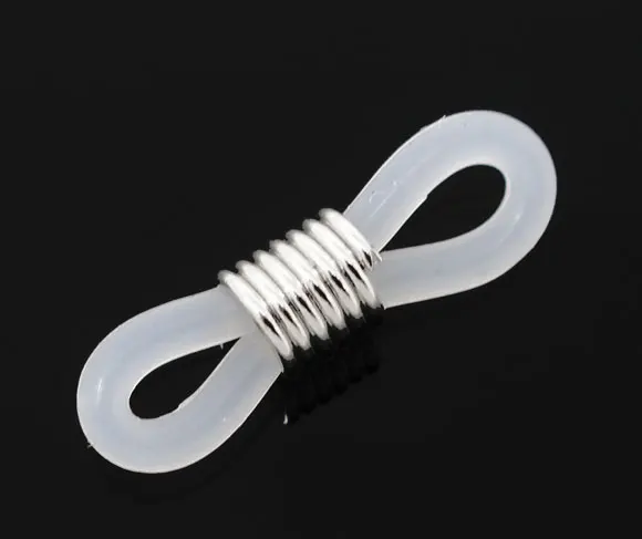 

Rubber Connectors Findings Bowknot Silver Tone White Stripe Pattern 20mm( 6/8") x 6mm( 2/8"), 6 PCs new