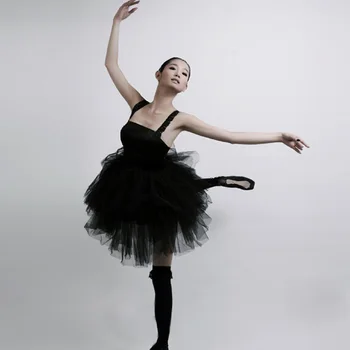 

High Quality Women Ballet Skirt Dance Clother Ballet Fashion Sexy Black Swan Mesh Costume Dance Short Skirt Asian/Tag Size S-2XL