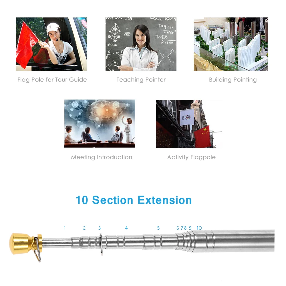 2 м/2,5 м флагшток гид полюс из нержавеющей стали телескопические флагштоки для обучения указатель гид баннер расширенные флаги