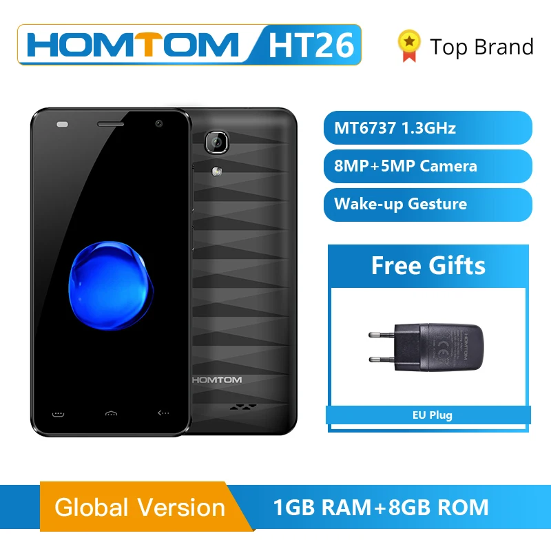 HOMTOM HT26 MTK6737 четырехъядерный смартфон Android 7 0 4 5 дюймов HD экран сотовый телефон 2300