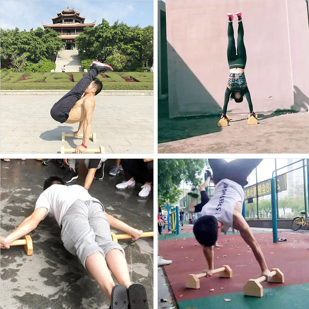 Растягивающаяся подставка деревянная одинарная двойная штанга Calisthenics Handstand персональные стержни деревянные пуш-ап двойной штанга мышечный тренажер