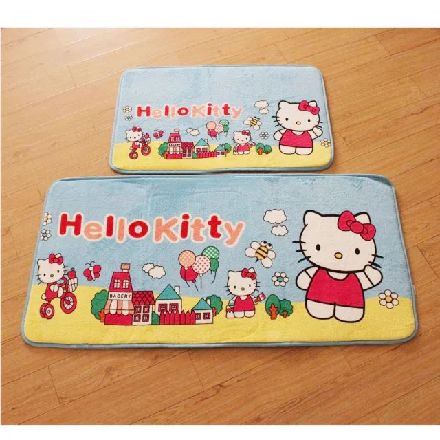 Blue Hello kitty floor mats carpet cartoon ground mat 50x80cm, 60x120cmmatmat padmat velcro