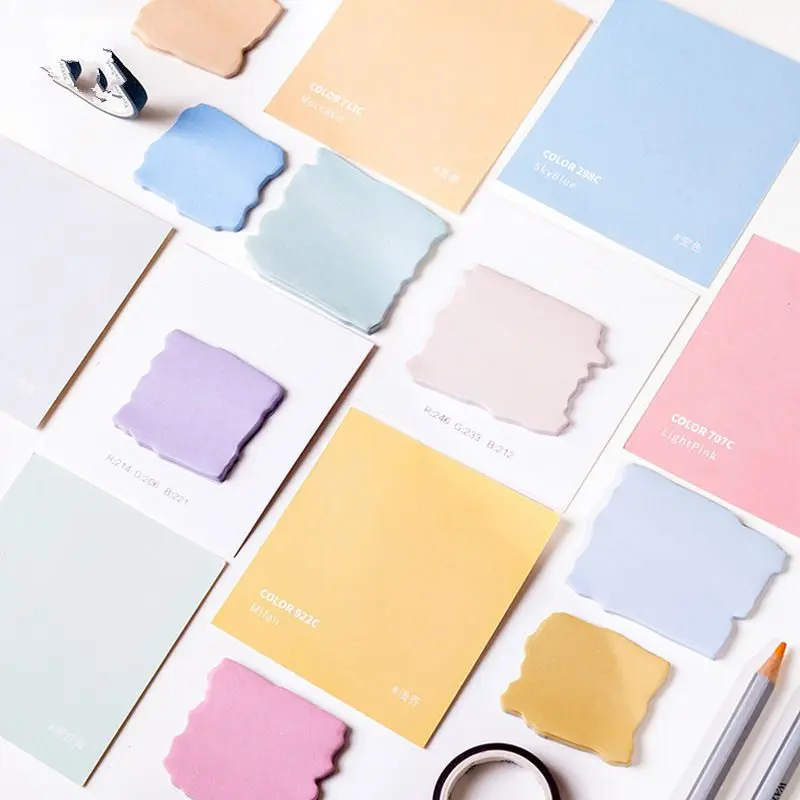 

Creative Watercolor Geometry Memo pad Japanese Stationery Kawaii Sticky Notes Planner Stickers Office School Supply