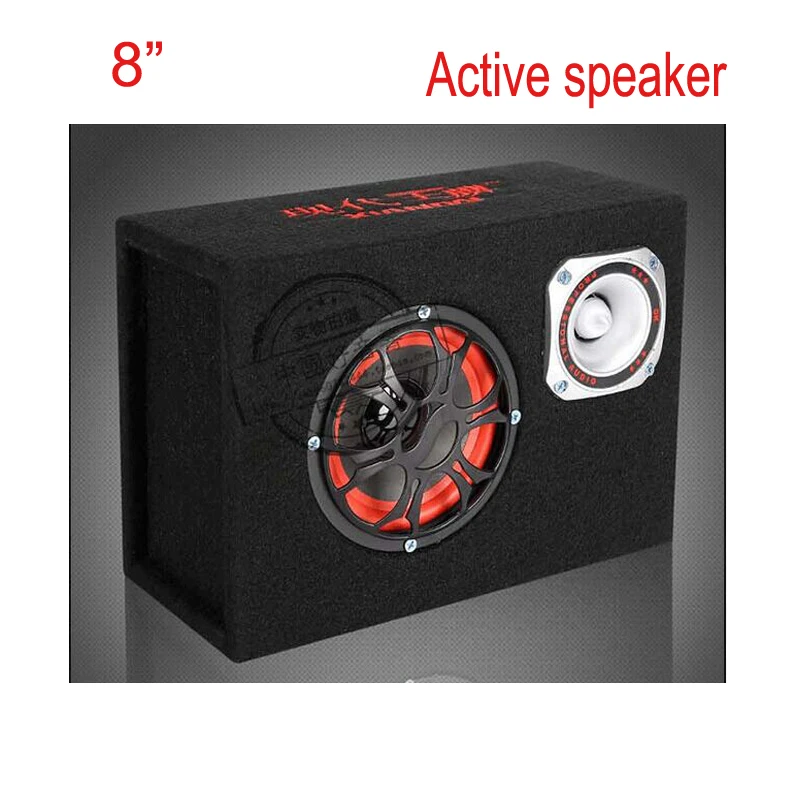 Дешевый Новое поступление 8 дюймов 12 В, 220 В Car Audio акустическая hi fi портативный активные колонки 450 Вт, KTV Boom Box этап сабвуферы
