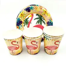 Flamingo Theme Disposable Tableware Birthday Party Decor Paper Plates Cups Baby Shower Birthday Party Supplies Set Flamingo Theme Disposable Tableware Birthday Party Decor Paper Plates Cups Baby Shower Birthday Party Supplies Set