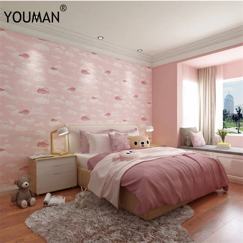 Us 22 0 29 Off Wallpapers Youman For 5d Stereo Children S Room Essential Pressure Wallpaper Bedroom Study Boy Girl Pink Blue Dolphin Wallpaper In
