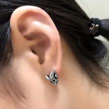 Темно-ночная мастерская из серебра 925 пробы, окисленные Черные Геометрические Квадратные Серьги, круглые минималистичные серьги, аксессуары для девочек