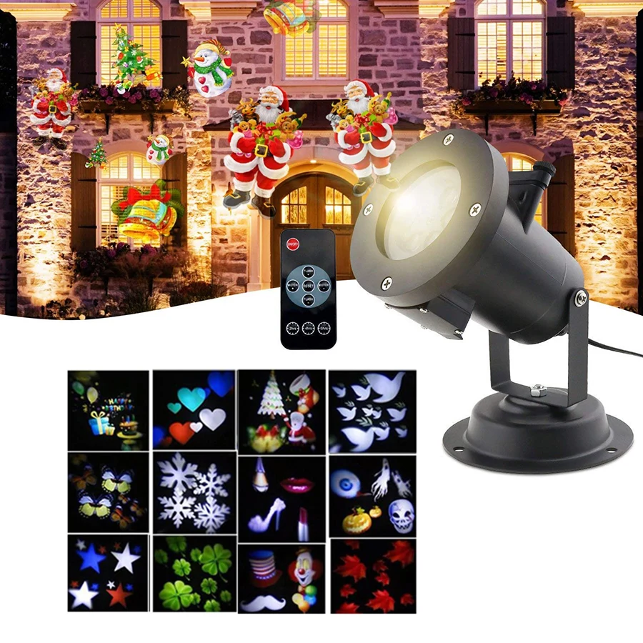 

Thrisdar 12 Pattern Outdoor Snowflake LED Stage Light Waterproof Garden Party Christmas Laser Projector Lamp Landscape Spotlight