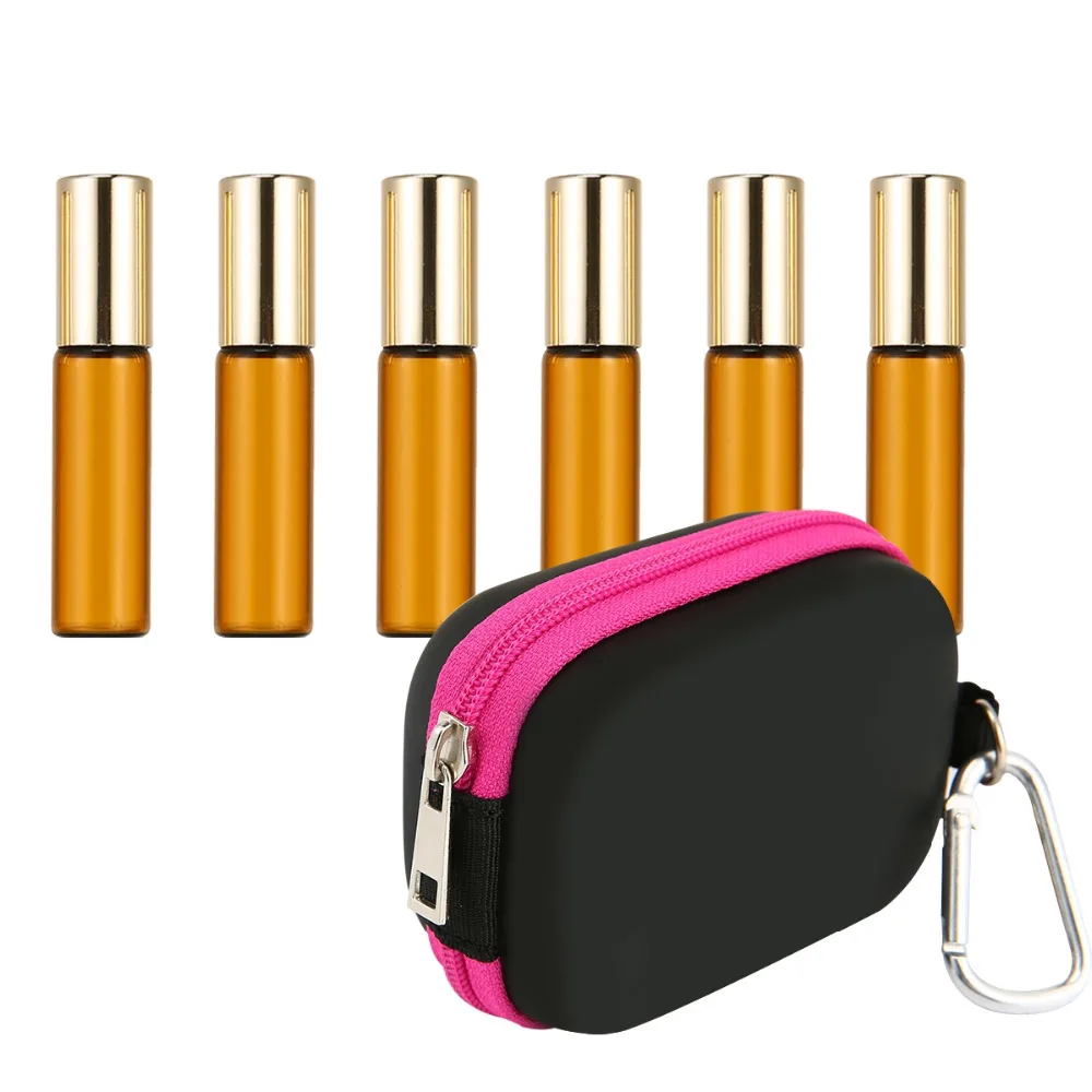 

6pcs 5ml Refillable Bottles Essential Oil Bottles Roll On Vials With Roller Ball Lid for Aromatherapy Perfume Lip gloss Makeup