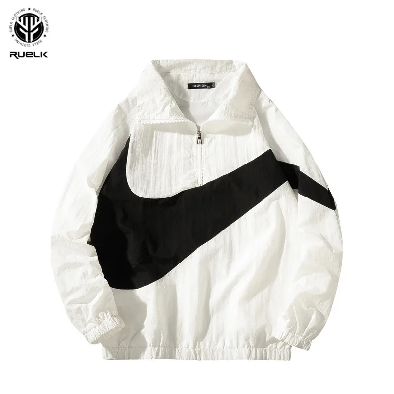 RUELK Mens Jackets Hip-Hop Outwear Autumn Fashion Hit Color Casual Streetwear Male Thin Jacket Coat Spring Streetwear Vinta